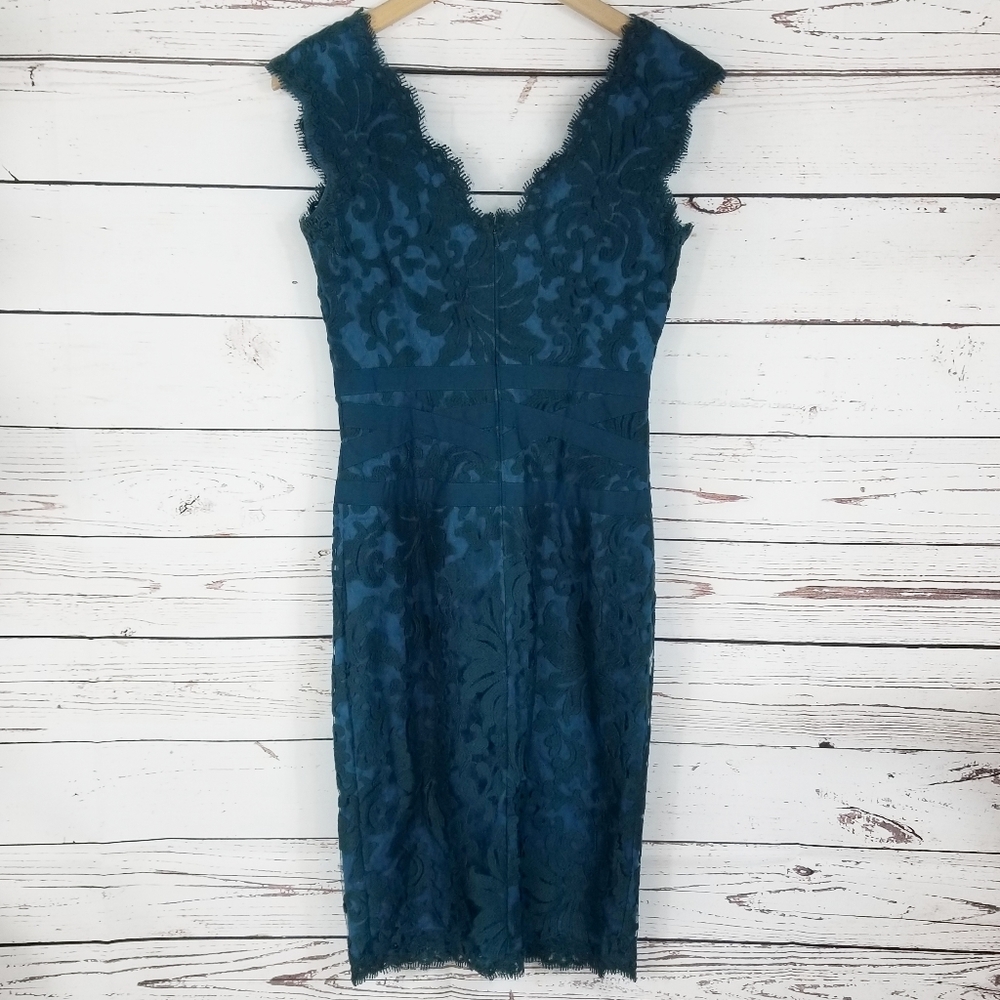 Tadashi Shoji | Embroidered V-neck Lace Dress - Picture 4 of 6